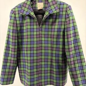 NY Collection Green & Purple Plaid Kids Jacket